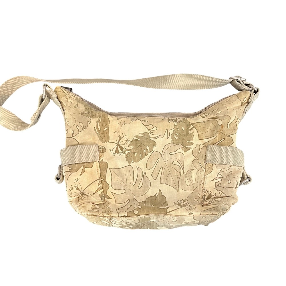 Vintage Roots Tropical Monstera Leaf Print Crossbody Bag Tan Ripstop R0249WBP